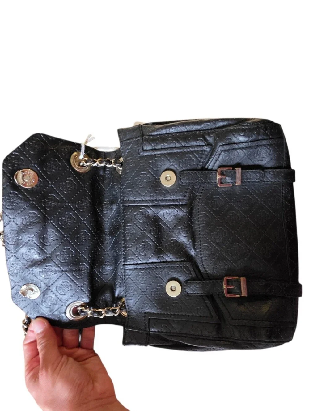 Guess Black Quilted Chain-Handle Shoulder Bag with Gold Hardware - Picture 2 of 6